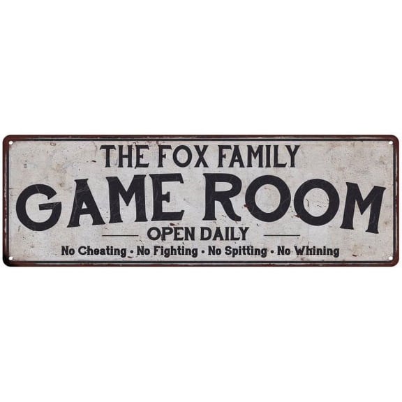 THE FOX FAMILY Gift Game Room Country Metal 6x18 Sign 206180042005