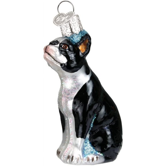 Old World Christmas Dog Collection Glass Blown Ornaments for Christmas Tree Boston Terrier