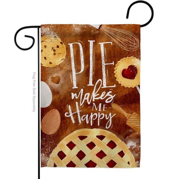 Breeze Decor G167060-BO Pie Makes Me Happy Garden Flag Food Sweet 13 x 18.5 in. Double-Sided Decorative Vertical Flags for House Decoration Banner Yard Gift