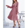 thumbnail image 6 of Women's Spring Dress, Long Sleeve Mini Tunic Casual V Neck Wedding Guest Dresses, 6 of 8