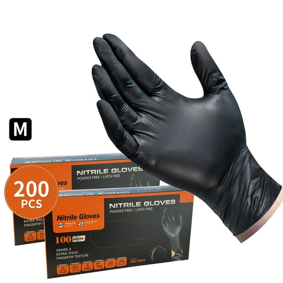 Nitrile Disposable Gloves 4mil-200 Count Latex Free,Powder Free for Cooking,Household,Food safe(M size)