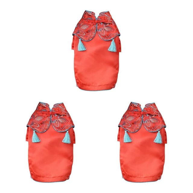 Methold Ropa para mascotas Vestido de algodón transpirable Estilo chino tradicional Ropa para mascotas Animales Cheongsam Disfraces de moda Fiesta Rojo Rojo METRO 3piezas Methold CBP186834
