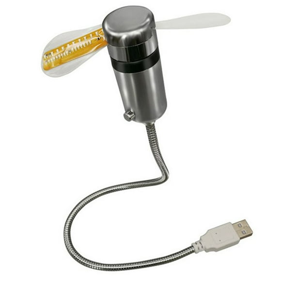 Reloj Flexible LED Mini Enfriamiento Ventilador Metal Pequeño Noche Temperatura DC 5V USB POWE Pantalla en Tiempo Real para Portátil PC Rojo