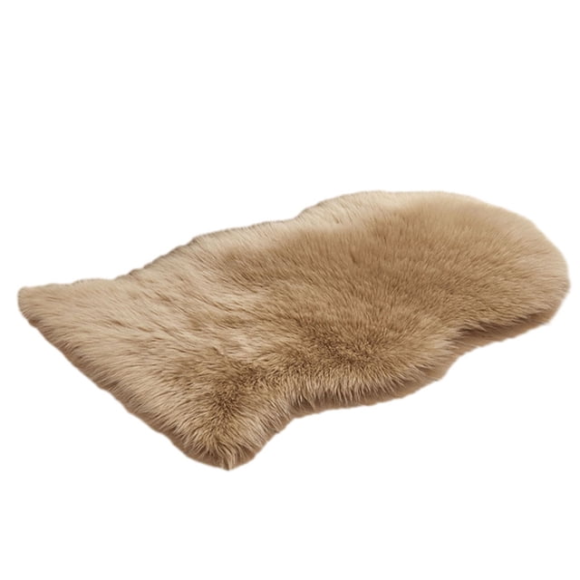 Youkk Add Touch Of Luxury To Living Space With Faux Fur Rug Machine Washable Polyester Faux Lambskin Rug khaki