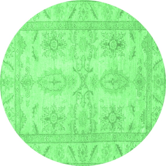 Ahgly Company Indoor Round Oriental Emerald Green Traditional Area Rugs, 6' Round