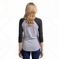 thumbnail image 4 of Women's Two Tone 3/4 Sleeve Raglan Baseball Shirt / Baseball Tee, Light Heather/Charcoal Gray L, 4 of 7