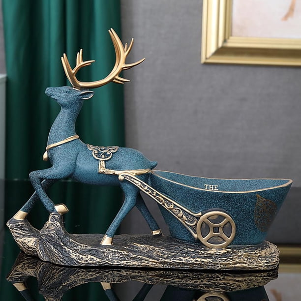 Adorable resina creativa estatua de ciervo de Navidad Figrines escultura joyería baratija llaves soporte de almacenamiento organizador estantería A Colco llavero de escultura de ciervo