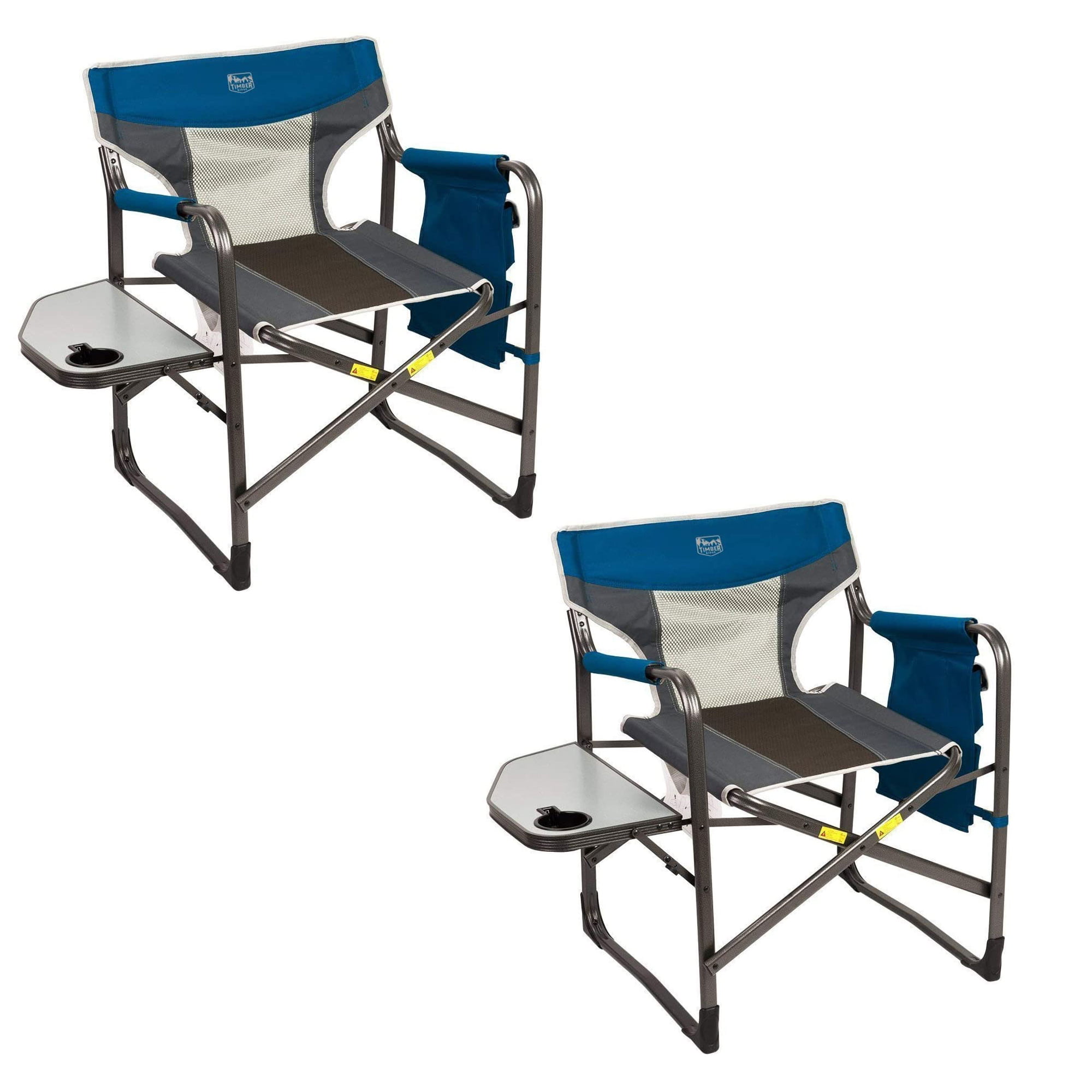 Timber Ridge Portable Folding Camping Directors Chair with Side Table (2  Pack)