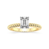 1 Carat IGI Certified Emerald Shape Lab Grown Diamond Engagement Ring | 14K Yellow Gold |Sansa Solitaire Diamond Ring | FG-VS1-VS2 Quality Friendly Diamonds