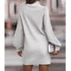 thumbnail image 4 of Mini Sweater Dress Pure Color Bodycon Sweater Dress Lantern Sleeves Fashion Soft for Winter for Girls ANGGREK Otros, 4 of 6