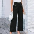 thumbnail image 5 of Kvture Women's Wide Leg Pants High Waist Stretchy Pants Dressy Business Work Casual Trousers with Pockets Black XXL, 5 of 7