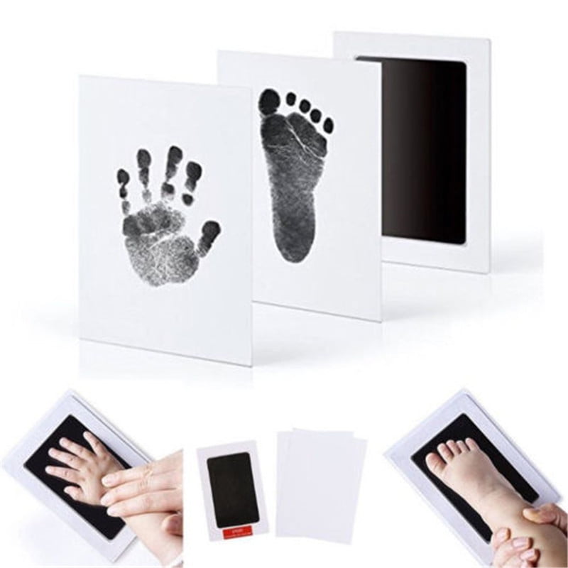 Kvlomore Baby Footprint Handprint Pet Paw Print Kit Shower Gifts Cards with 3Ink Pads and 8 Imprints Sets