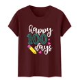 thumbnail image 4 of Delayuji 100 Days of School Shirt Women Teacher Tshirts Happy 100Th Days Shirt Celebration Appreciation Red L Polyester,Spandex Short Sleeve Shirts for Women, 4 of 5