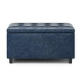 thumbnail image 3 of Cosmopolitan 34 inch Wide Storage Ottoman in Denim Blue Vegan Leather, 3 of 4