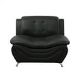 thumbnail image 2 of Aukfa 3 Piece Sofa Set - 42" Wide Upholstered Couch Armchair, Leather, Black, 2 of 10