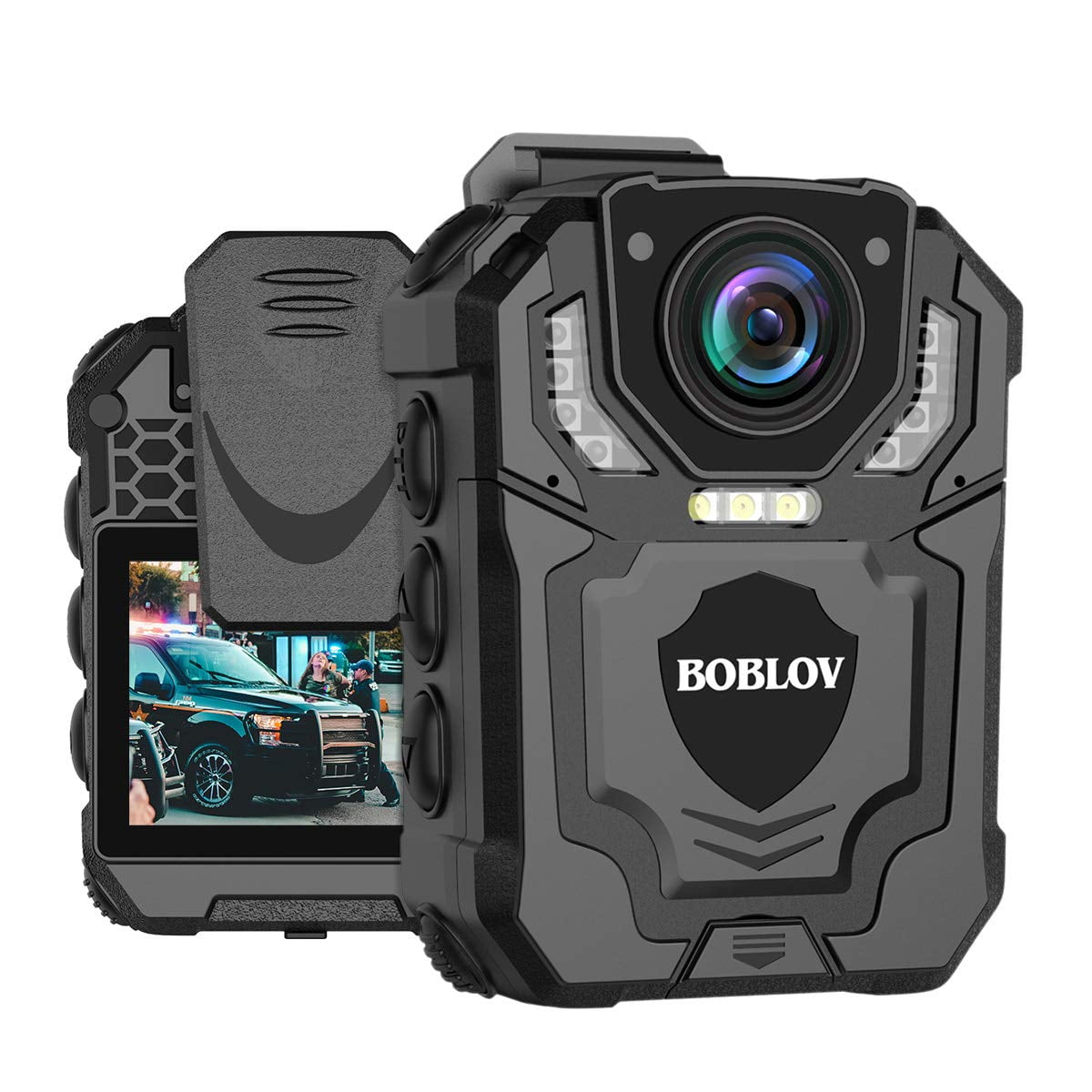 BOBLOV Body Camera with Audio Recording, 1440P Wearable Police Bodycam with 2 Batteries for Law Enforcement, Night Vision, File Protection(128GB)
