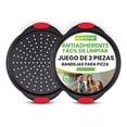 thumbnail image 1 of Set de 2 Charolas para Pizza Antiadherentes NutriChef, Bandejas Redondas de Acero al Carbono de 33cm con Agujeros para Corteza Crujiente, Mangos Ergonómicos, Seguras para Horno y Lavavajillas, 1 of 7
