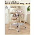 thumbnail image 3 of Baby 3 in 1 High Chairs,Baby Portable Folding Dining Chairs for 6 Months for Baby and Toddlers,Adjustable Height,PU leather,Pipe Material,Unisex,KHAKI, 3 of 12