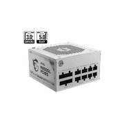 MSI - MAG A850GL PCIE5 WHITE 5.0, 80 GOLD Fully Modular Gaming PSU, 12VHPWR Cable, ATX 3.0 Compatible, 1250W Power Supply