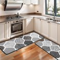 thumbnail image 3 of Kitchen Rugs Sets Of 2,Black and White Geometric Quatrefoil Pattern Anti Fatigue Kitchen Mat Rugs Non Slip Washable,Decorative Kitchen Floor Mats for Kitchen,Sink,Laundry,17"x47"+17"x47", 3 of 5
