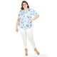 thumbnail image 5 of Blusa estampada con cinturón ajustable Roman Fashion/Tallas Extras, 1895 (Azul rey) azul 36, 5 of 6
