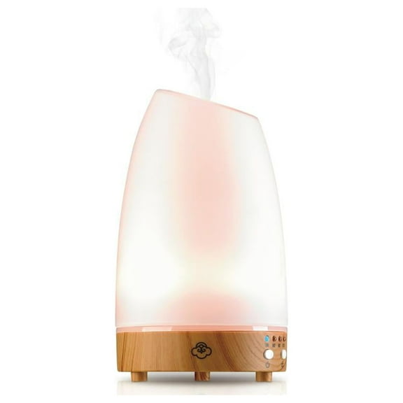 Serene House Ultrasonic Aroma Diffuser Astro White Glass Light Wood