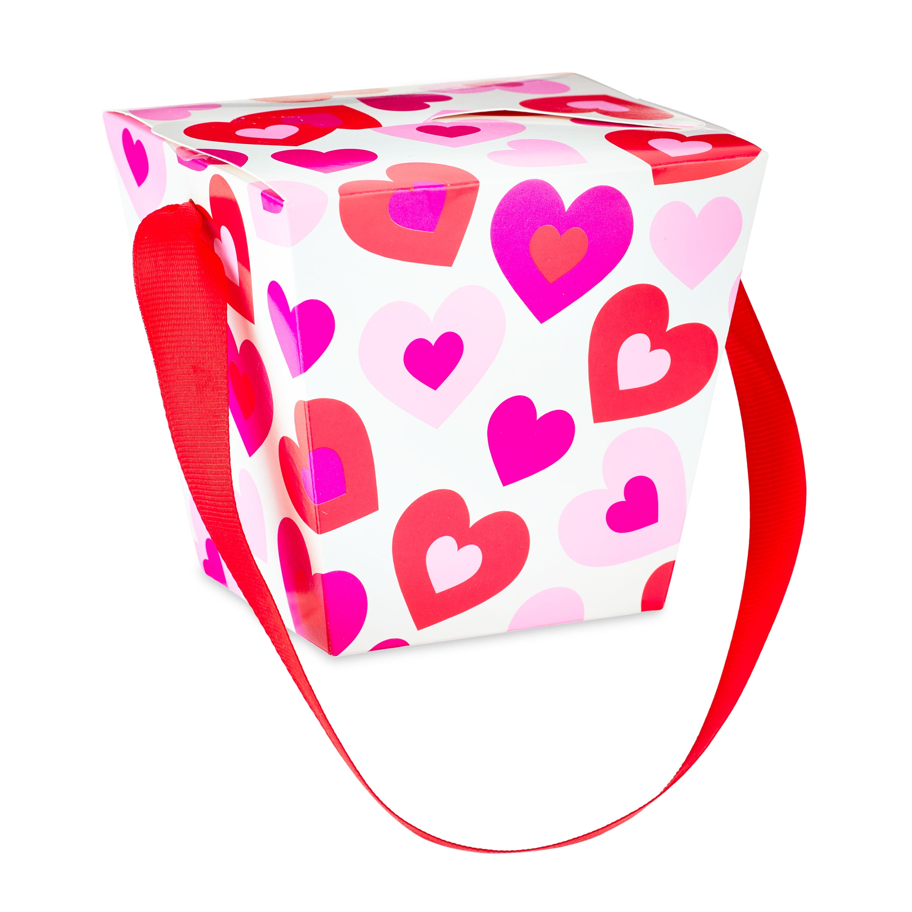 WAY TO CELEBRATE! Way to Celebrate Retro Hearts Valentine's Day Paper Takeout Box, 1 Ct, 3.75" x 3.75", Multicolor