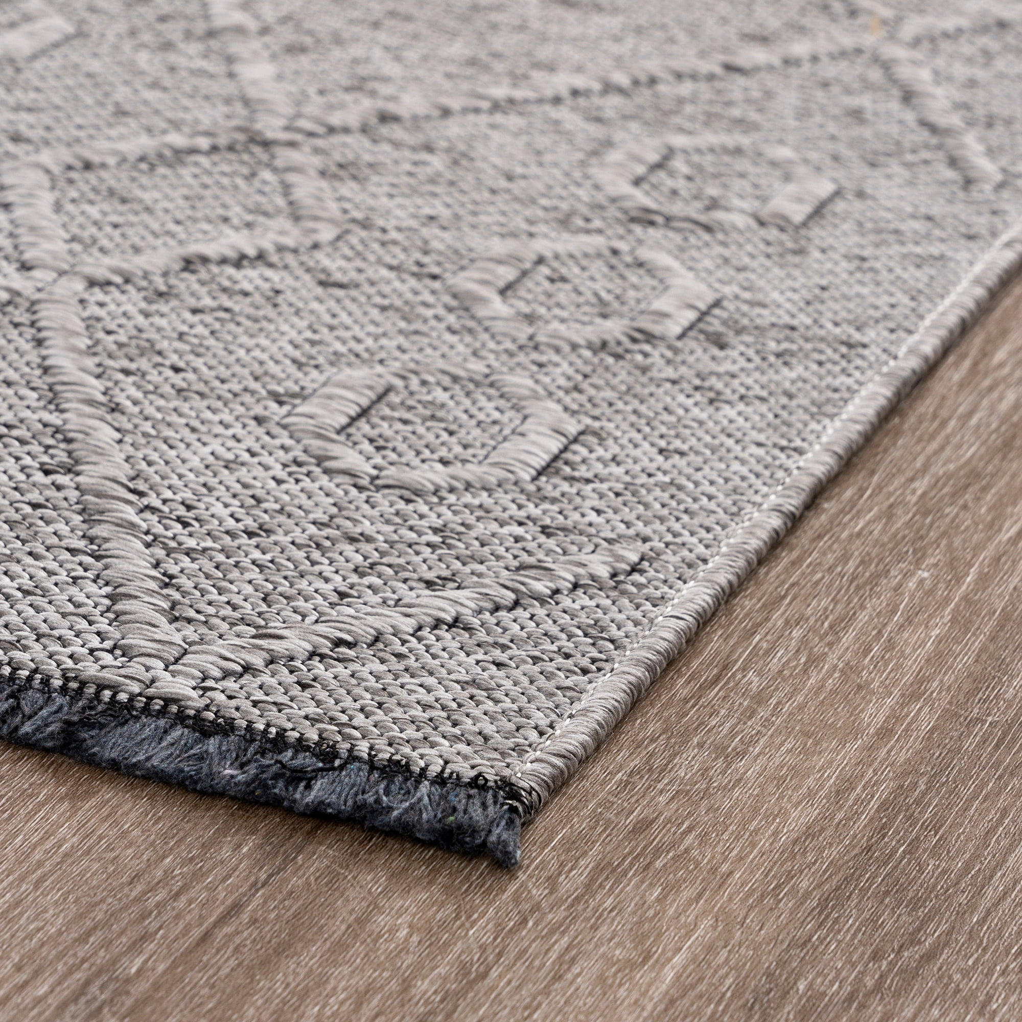 Alma Transitional 2' x 7.7' Light Gray and Stone Grey, Machine Washable Polyester & Cotton Indoor Area Rug