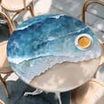 thumbnail image 3 of Abstract Waves Round Fitted Table Cover Blue White Ocean Spray Seaside Watercolor Waterproof Table Cloth with Elastic Edge Wipeable Tablecloth for Picnic Camping Party Fits 36"-44" Diameter, 3 of 8