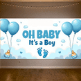 thumbnail image 6 of LUUFILx Oh Baby Boy Banner Newborn Event Backdrop Baby Shower Gender Reveal Party Supplies Decorations Photo Props Celebration Photographic Background, 6 of 8