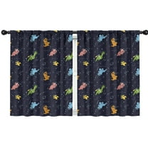 Blackout Kids Curtains,DarkBlue Dinosaurs in Space Pattern Childrens Insulated Curtains Set Of 2,Bedroom Essentials,Toddler Room Decor 42"x54"
