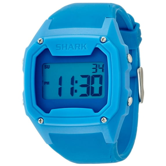 101053 Men's Shark Classic XL Digital Blue Dial Blue Silicone Strap Alarm Watch