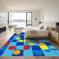 thumbnail image 3 of ODIKA 5'x7' Machine Washable Non-Slip Area Rug, Geometric Blue High Traffic Rug, Blue, 1047603, 3 of 7