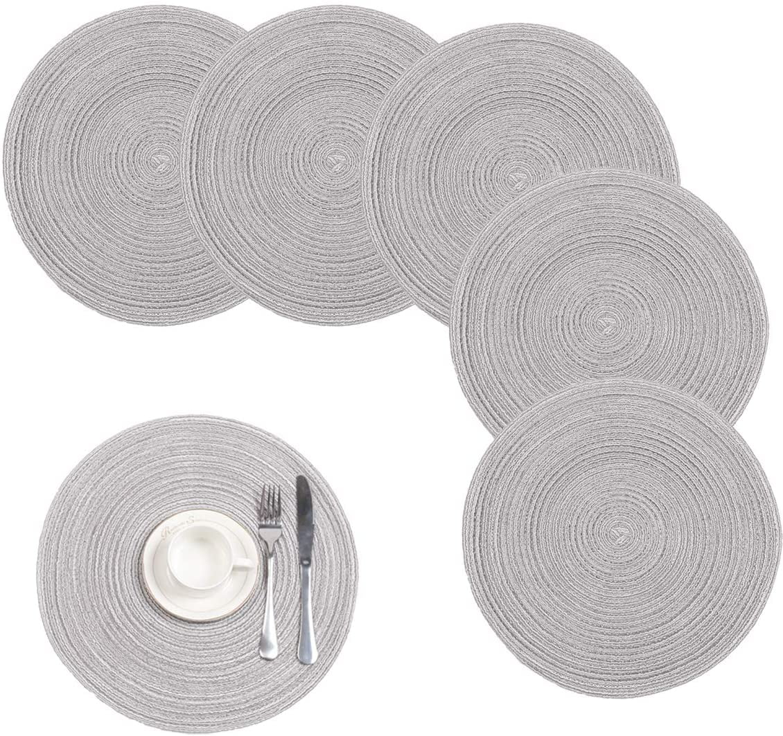 Cotton Braided Round Placemats for Kitchen Dining Table Woven Round