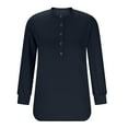 thumbnail image 6 of Sweatshirts Jacket for Women Plus Size Long Sleeve Round Neck Buttons Sweatshirt Casual Shirts Fall Pullover Tops Navy L, 6 of 6