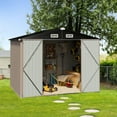 thumbnail image 3 of Sumthink 7.6 x 9.7 FT Outdoor Storage Shed, Metal Shed for Garden, Backyard, Patio, Brown, 3 of 6