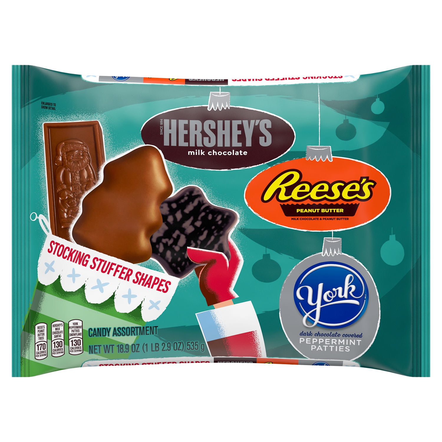 HERSHEY'S, REESE'S and YORK, Assorted Chocolate Christmas Candy, 18.9 oz. Bag