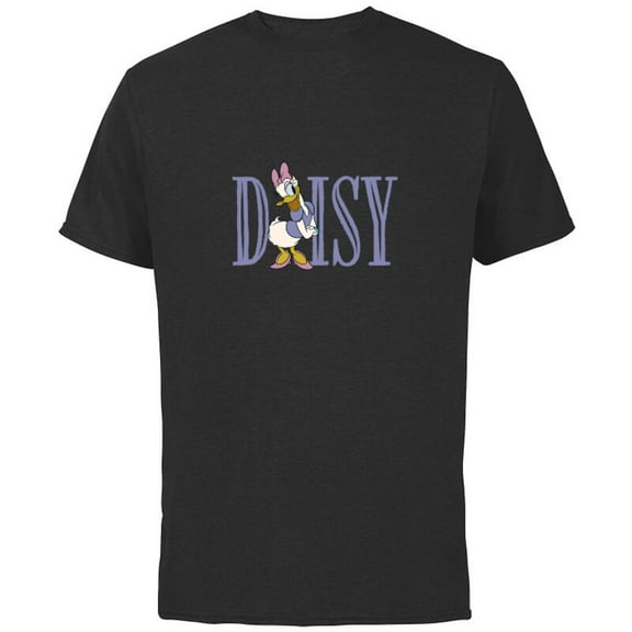 Disney Mickey and Friends Daisy Duck Lettering Classic - Short Sleeve Cotton T-Shirt for Adults - Customized-Black