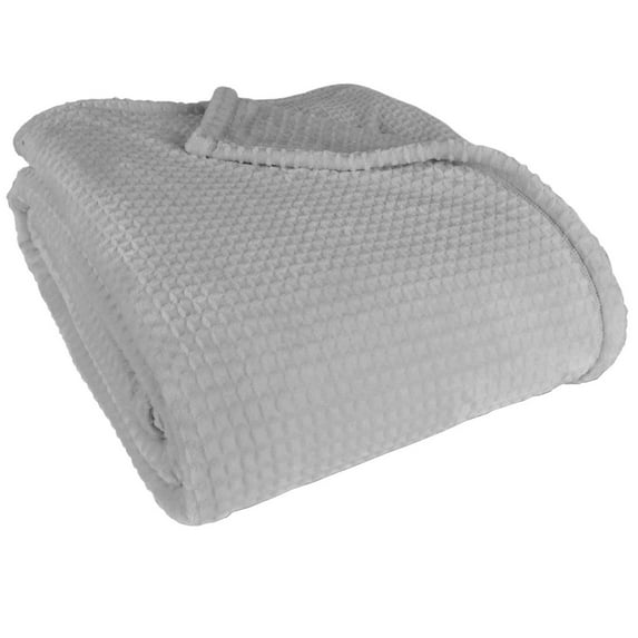 Waffle Texture Berkshire Velvetloft Blanket Grey / King