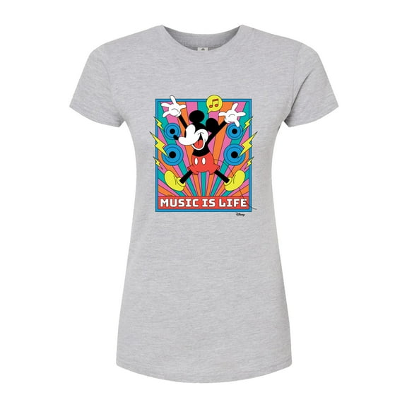Disney - Mickey Music Is Life - Juniors Fitted Graphic T-Shirt