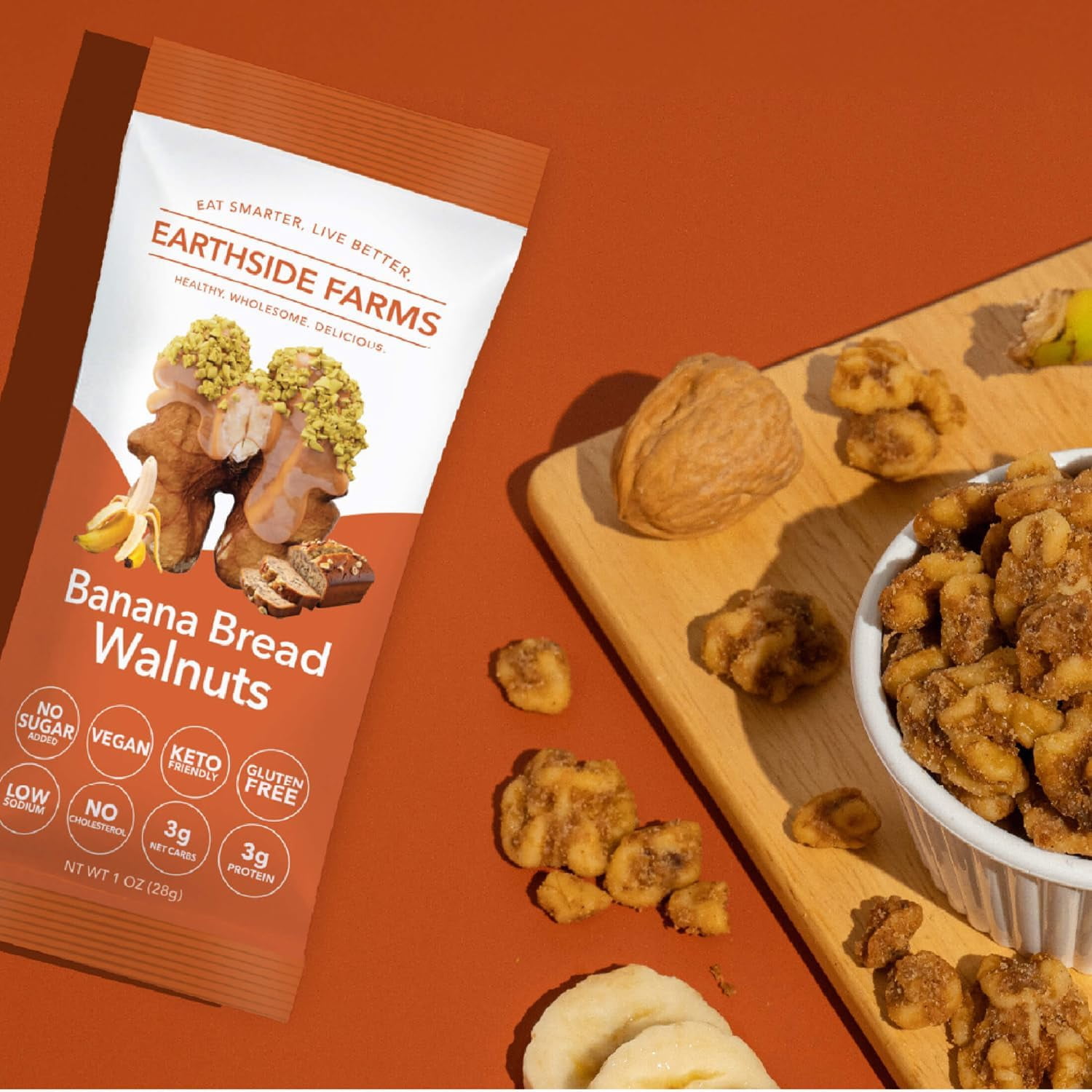 (Pack Of 10) Earthside Farms Walnuts Banana Bread 1.5 Oz