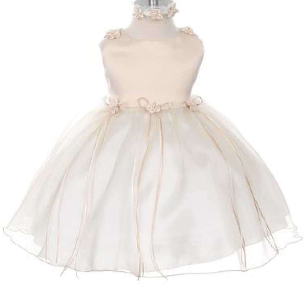 Rosebud Flower Bow Ribbons Baby Little Girl Flower Girls Dresses