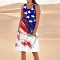thumbnail image 2 of Women's Boho Round Neck Dress, Sleeveless Flowy Summer Sundress with Patriotic Theme, Ideal for Beach Weddings and Parties,Red 2XL, 2 of 5