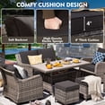 thumbnail image 6 of MEISSALIVVE 7 Pieces Patio Furniture Set with Dining Table, Outdoor Wicker Conversation Set with 2-Seat Sofa, Wicker Armrest Swivel Chairs, 2 Ottomans, Black, 6 of 10