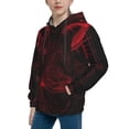 thumbnail image 2 of Goofa Red Gothic Skeleton Throne Pattern Hooded Sweatshirt for Youth Trendy youth sweatshirt Casual Hoodie for Boys and Girls-Medium, 2 of 6