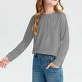 thumbnail image 4 of Girls Long Sleeve Shirts Casual Crewneck Blouses Tops Cotton Girls Shirts with Lace Sleeve Tunics 5-14 Years, 4 of 6