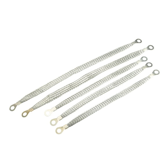 Unique Bargains 5 Pcs Outer Universal Automotive Ground Strap Durable Tinned Copper Silver Tone