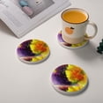 thumbnail image 2 of Circular Drink Coasters Set Watercolor Flower Background Beautiful Home Decor Diatomite Heat-Resistant Diatomite Protect Table Countertop, 2 of 7