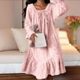 thumbnail image 4 of Sakmal Pink Flannel Nightgowns for Women Winter Moo Moo Square Neck Moomoo Dress Long Sleeve Womens Nightgowns XXL, 4 of 5