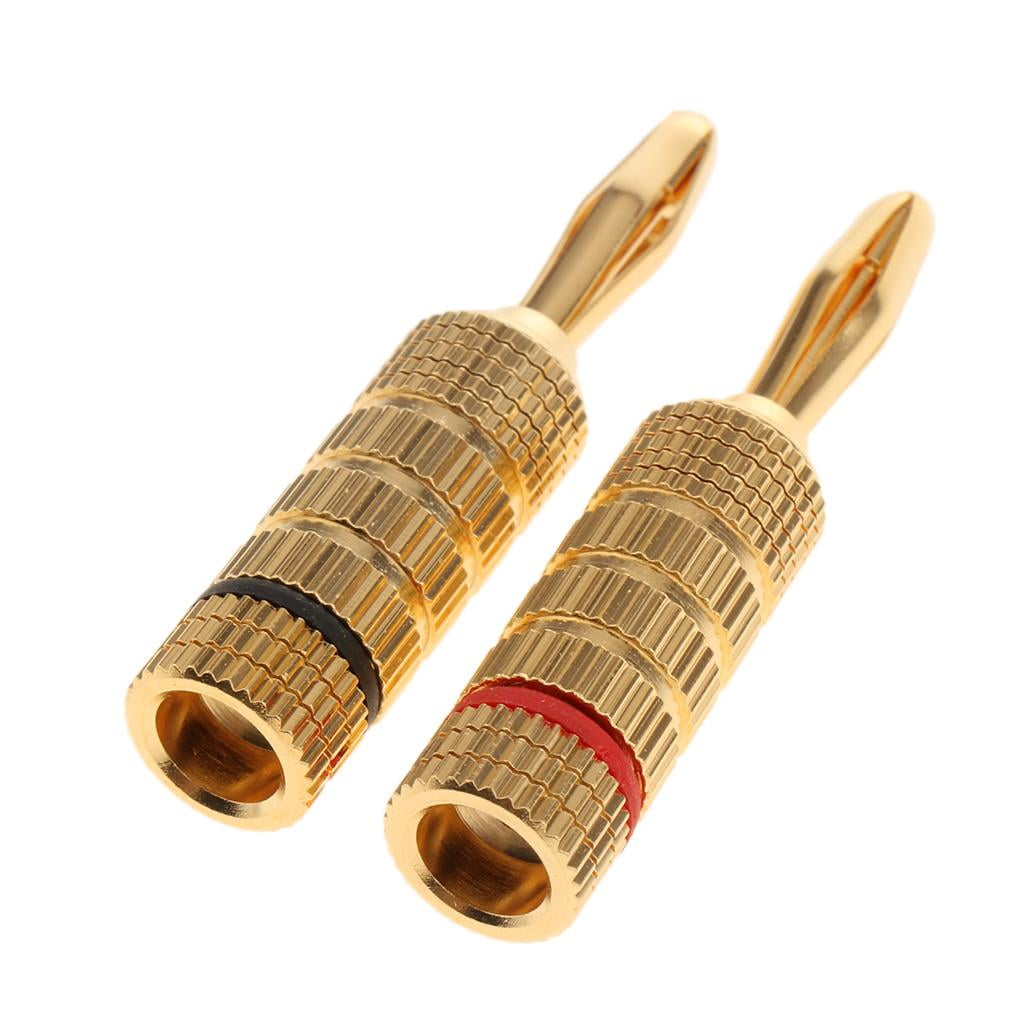 2 Pack 4mm Banana Plug Speaker Wire Connectors Closed Screw Terminal